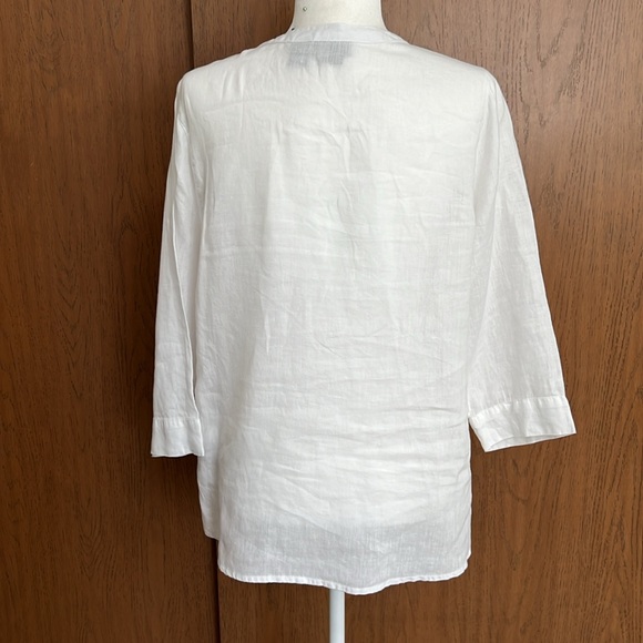 Jones New York White Linen Vneck Tunic Top M - Picture 3 of 13